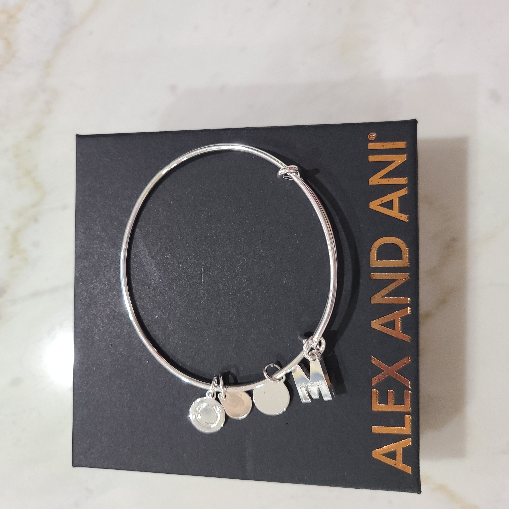Alex And Ani Silver Initial 'M' Charm Bangle With Other Charms — image 6 of 8